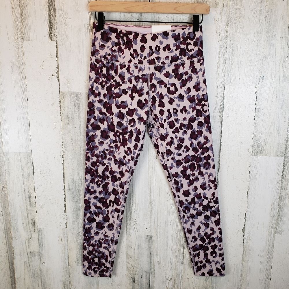 CK Performance Leopard Print High Waist Tights Sz S